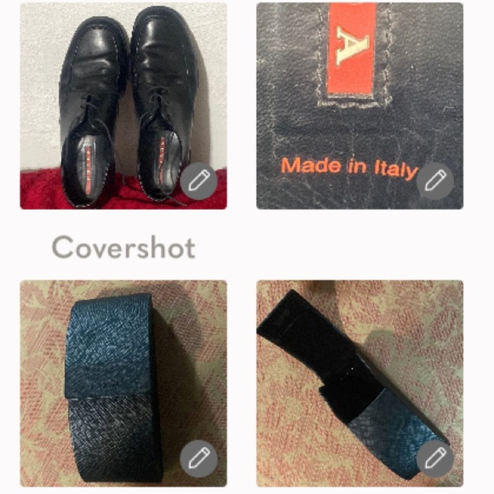 Prada Leather Italy tie👞Mens 9+PRADA Case 6”x2.25Dx2.5W